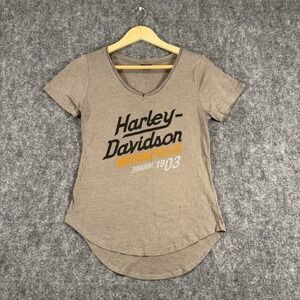 Harley Davidson Shirt Womens S Brown Graphic Tee Bartels Los Angeles
